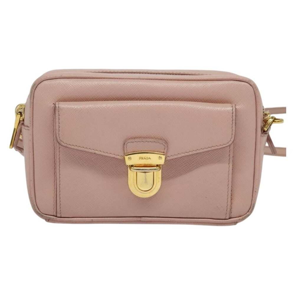 Prada Leather Shoulder Bag Saffiano Pink